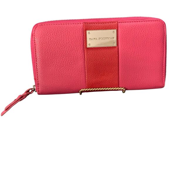 Dana Buchman Large Zip Around Clutch Wallet Pink and Red Zebra Interior - Picture 1 of 3